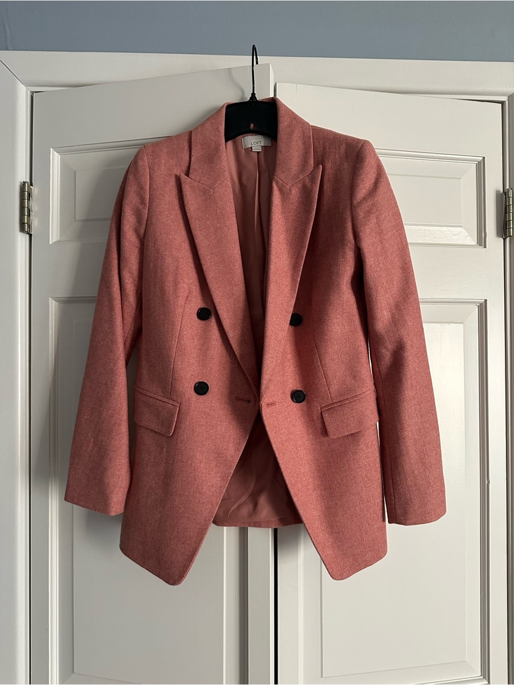 LOFT Double-Breasted Blazer in Rose Pink